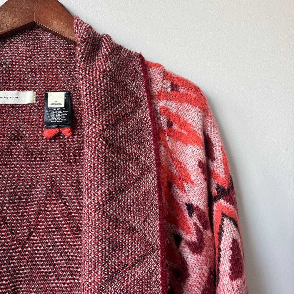 Anthropologie Sleeping on Snow Jacquard Knit Blanket Cardigan Sz M - Picture 5 of 7